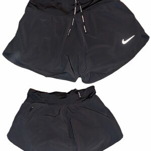 Nike Women's Black Athletic Shorts with White Logo